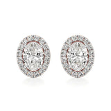 Mira | Oval-Cut Solitaire Lab-Grown Diamond with Halo Studs - Nivara
