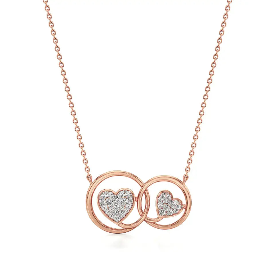 Sneh | Elegant Round Lab Grown Diamonds Dual Heart Pendant - Nivara
