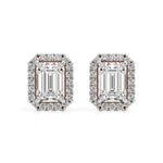 Mira | Emerald-cut Solitaire Lab-Grown Diamond with Halo Studs - Nivara