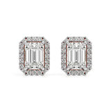 Mira | Emerald-cut Solitaire Lab-Grown Diamond with Halo Studs - Nivara