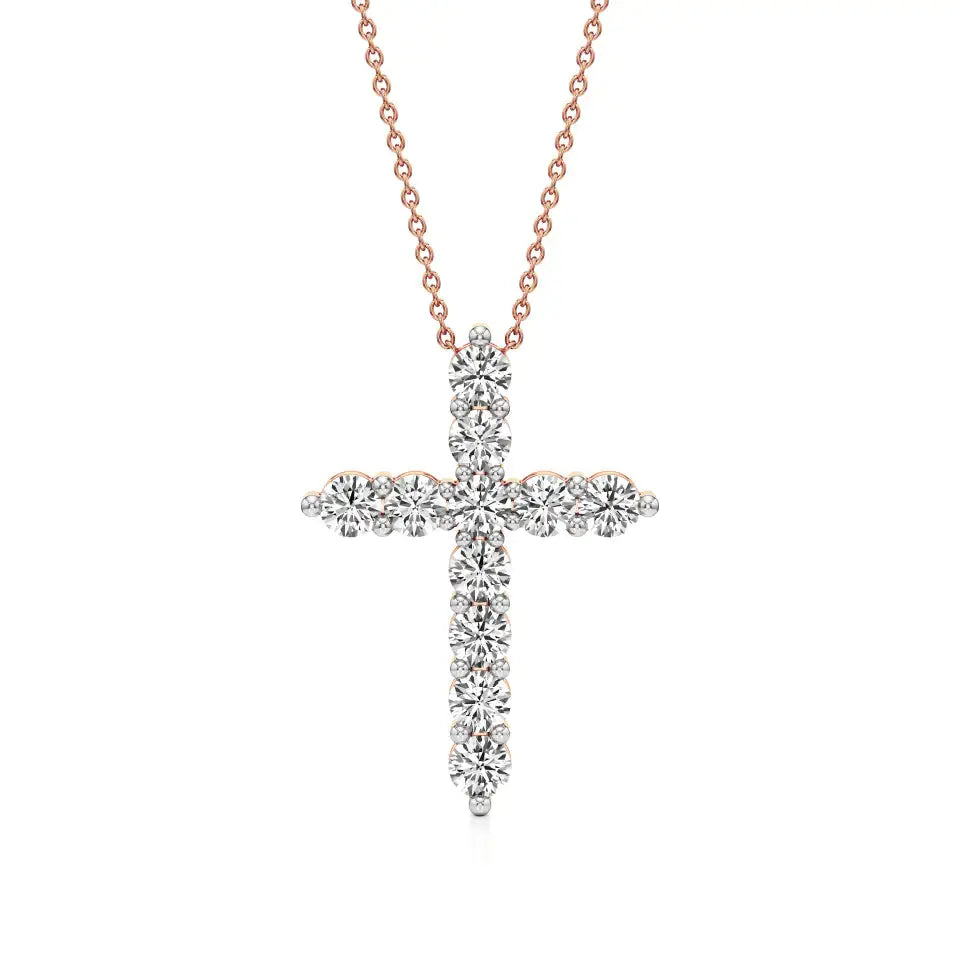 Aura | Elegant Round Lab Grown Diamonds Cross Pendant - Nivara