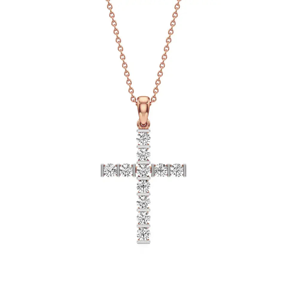 Aura | Round Lab Grown Diamond Cross Pendant - Nivara