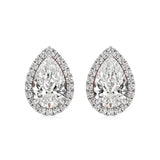 Mira | Pear-Cut Solitaire Lab-Grown Diamond with Halo Studs - Nivara
