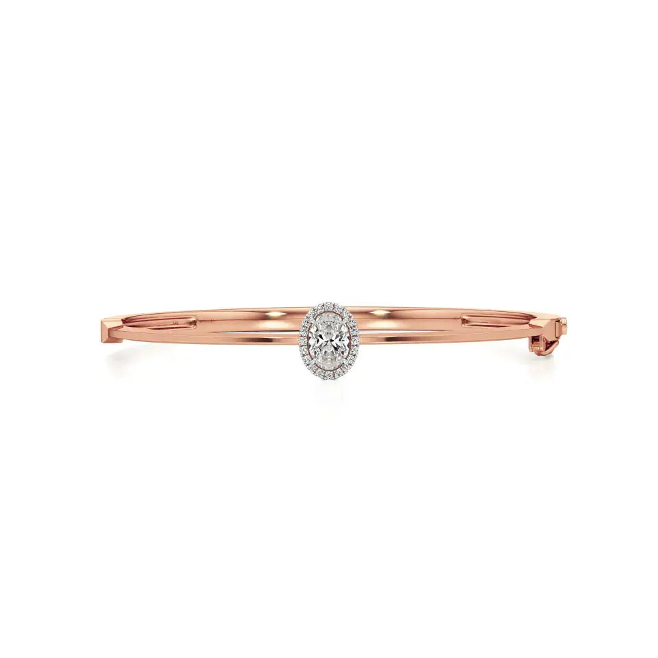 Mira | Oval Lab Grown Diamond Halo Design Oval Bangle - Nivara