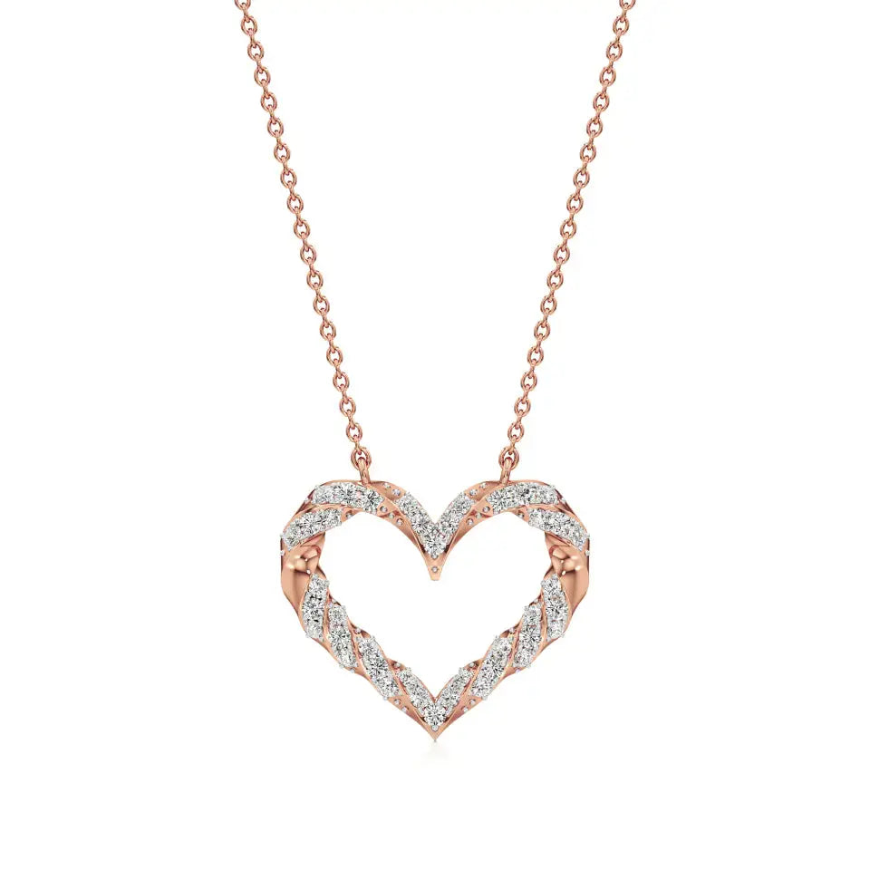 Sneh | Round Lab Grown Diamonds Twisted Heart Pendant - Nivara