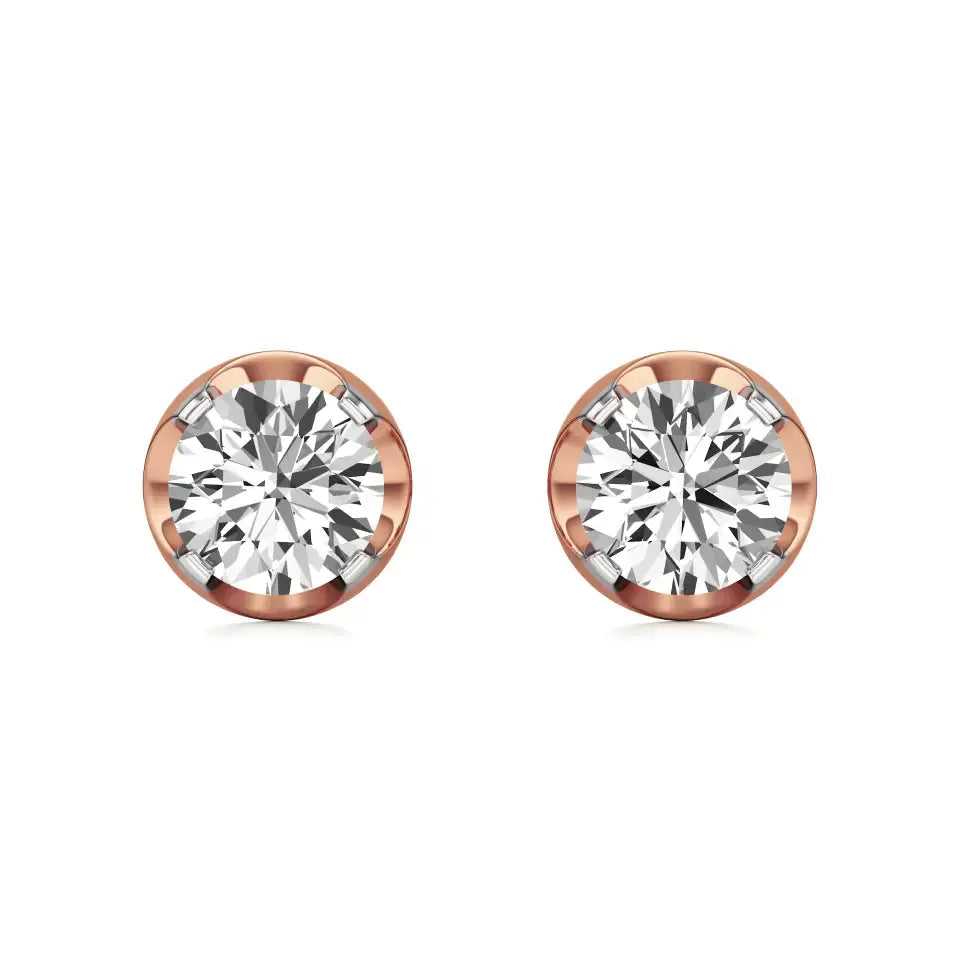 Mirage | Round Solitaire Lab-Grown Diamond Studs - Nivara