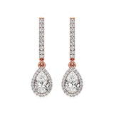 Amaya | Pear & Round Lab-Grown Diamond Halo Dangle Earrings