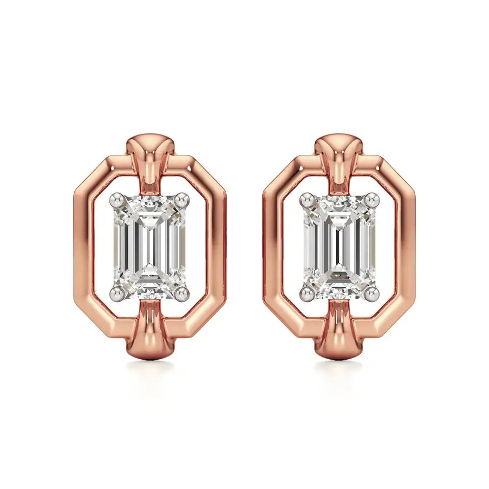 Mode | Emerald-Cut Solitaire Lab-Grown Diamond Studs - Nivara