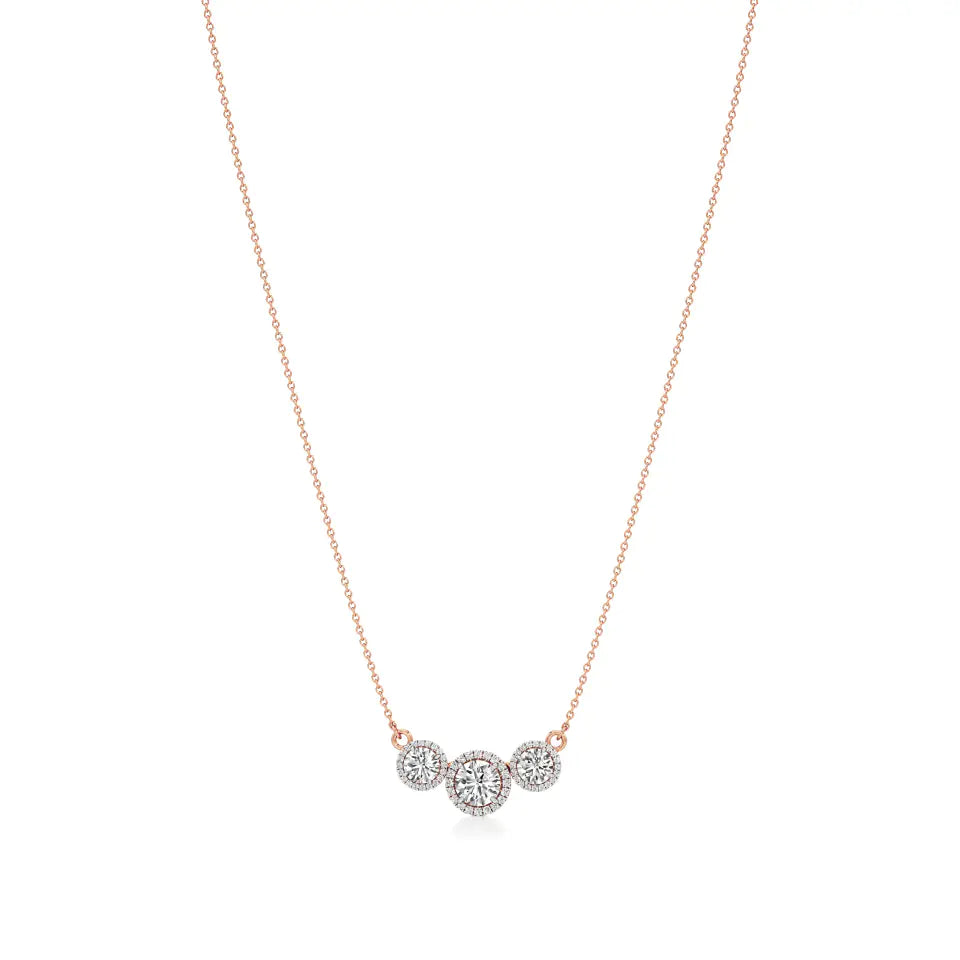 Elina | Round Lab Grown Diamonds with Halo Necklace