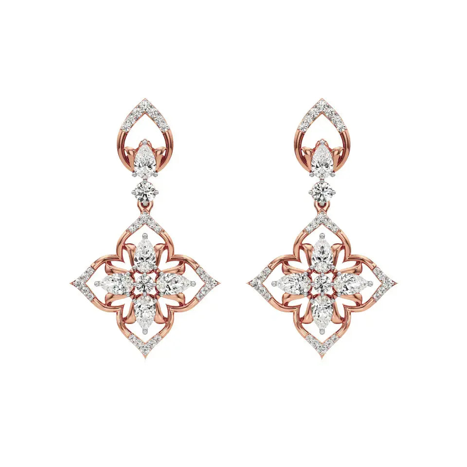 Flora | Pear & Round Lab-Grown Diamond Earrings - Nivara