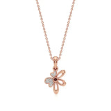 Flora | Diamonds Clustered Floral Design with Ruby Accent Pendant - Nivara