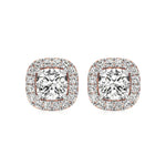 Mira | Cushion-Cut Solitaire Lab-Grown Diamond with Halo Studs - Nivara