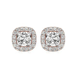 Mira | Cushion-Cut Solitaire Lab-Grown Diamond with Halo Studs - Nivara