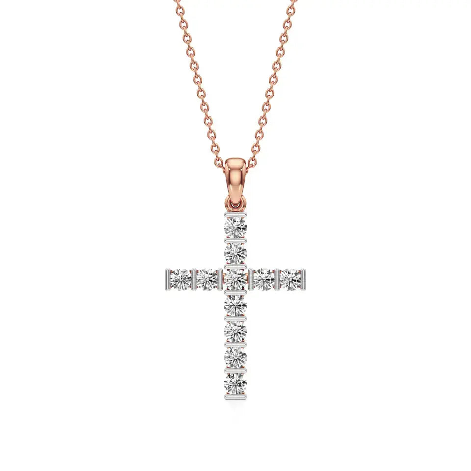 Aura | Round Lab Grown Diamonds Cross Pendant - Nivara