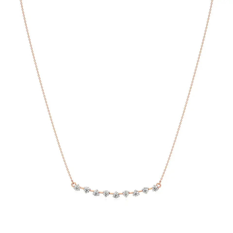 Noor | Round Lab Grown Diamonds Bar Necklace - Nivara