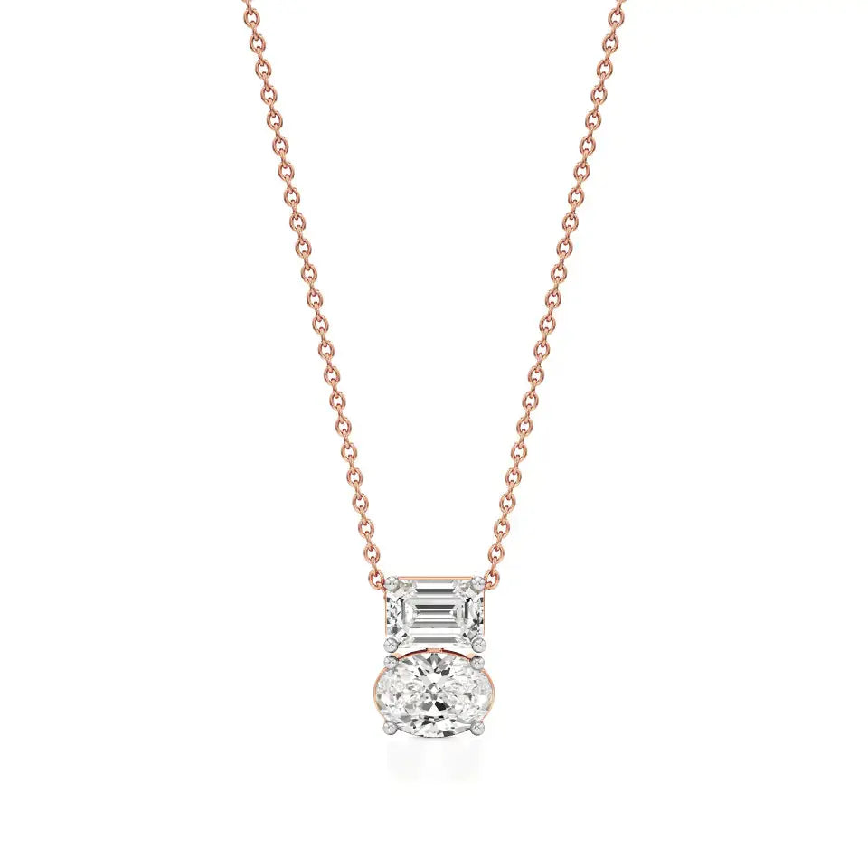 Toi et Moi | Oval & Emerald Lab Grown Diamonds Pendant - Nivara