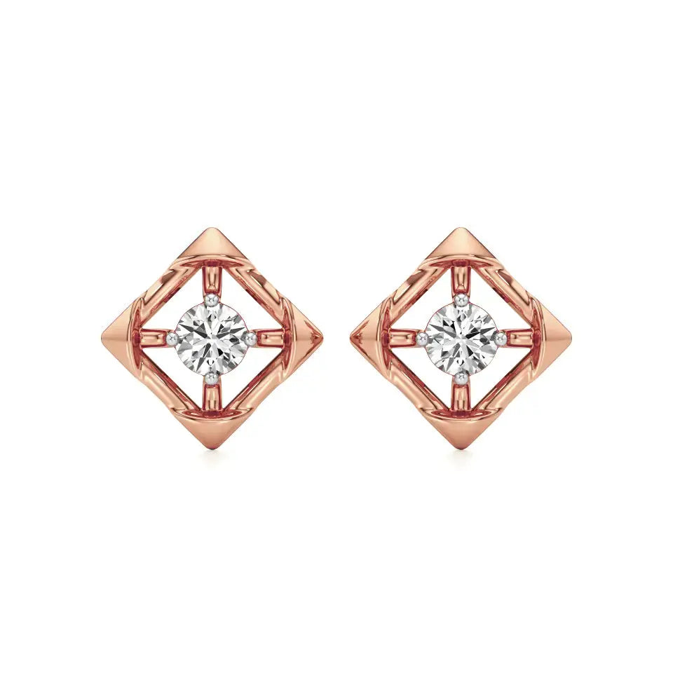 Nora | Round Solitaire Lab-Grown Diamond Square Studs - Nivara