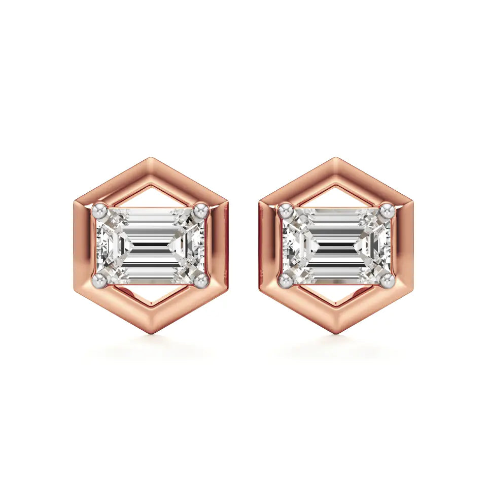 Amaya | Emerald-Cut Solitaire Lab-Grown Diamond Studs