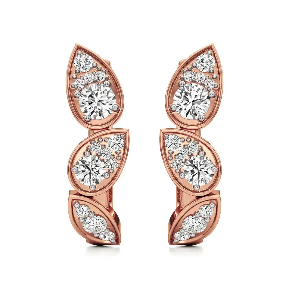 Vanya | Round Lab-Grown Diamonds Leaf Designed Hoopds - Nivara