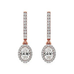 Mira | Oval & Round Lab-Grown Diamond Halo Dangle Earrings - Nivara