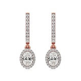 Mira | Oval & Round Lab-Grown Diamond Halo Dangle Earrings - Nivara