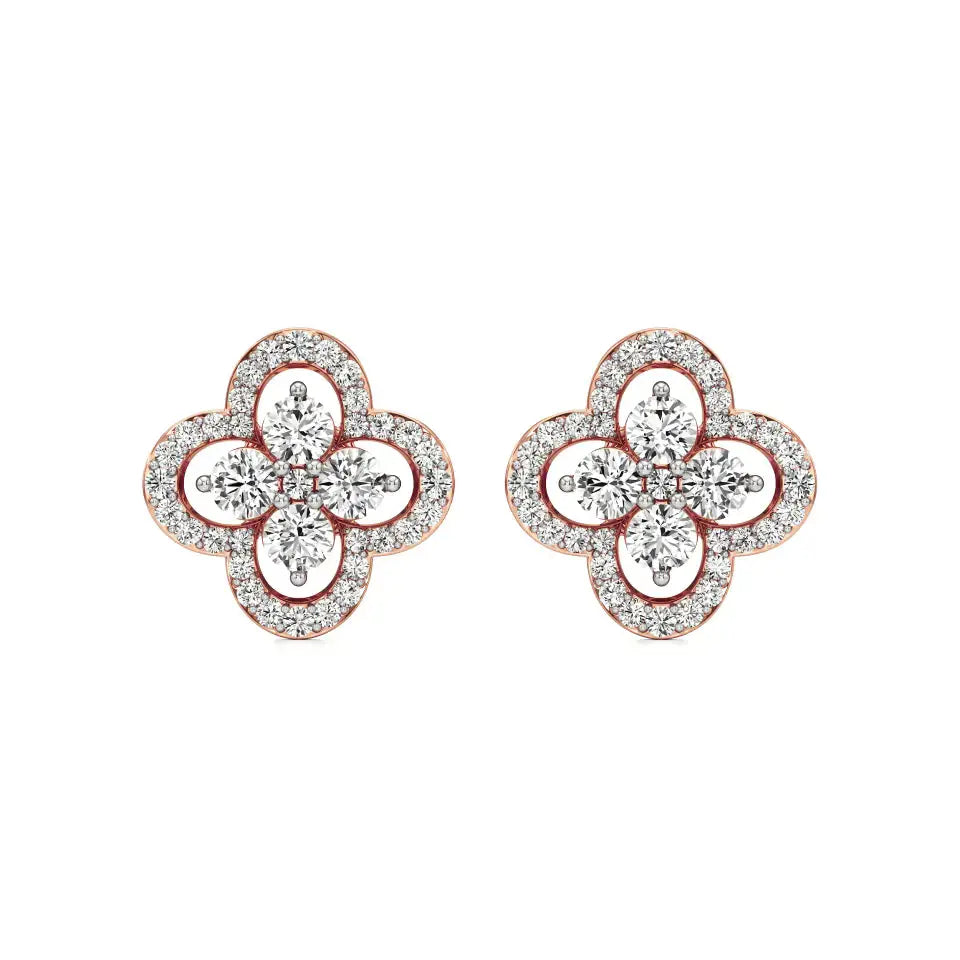 Flora | Round Lab-Grown Diamonds Quatrefoil Studs - Nivara