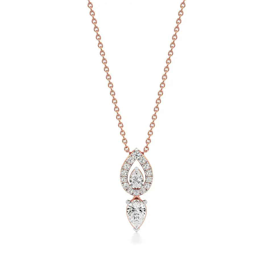 Mode | Pear & Round Lab Grown Diamond Tear Drop  Pendant - Nivara