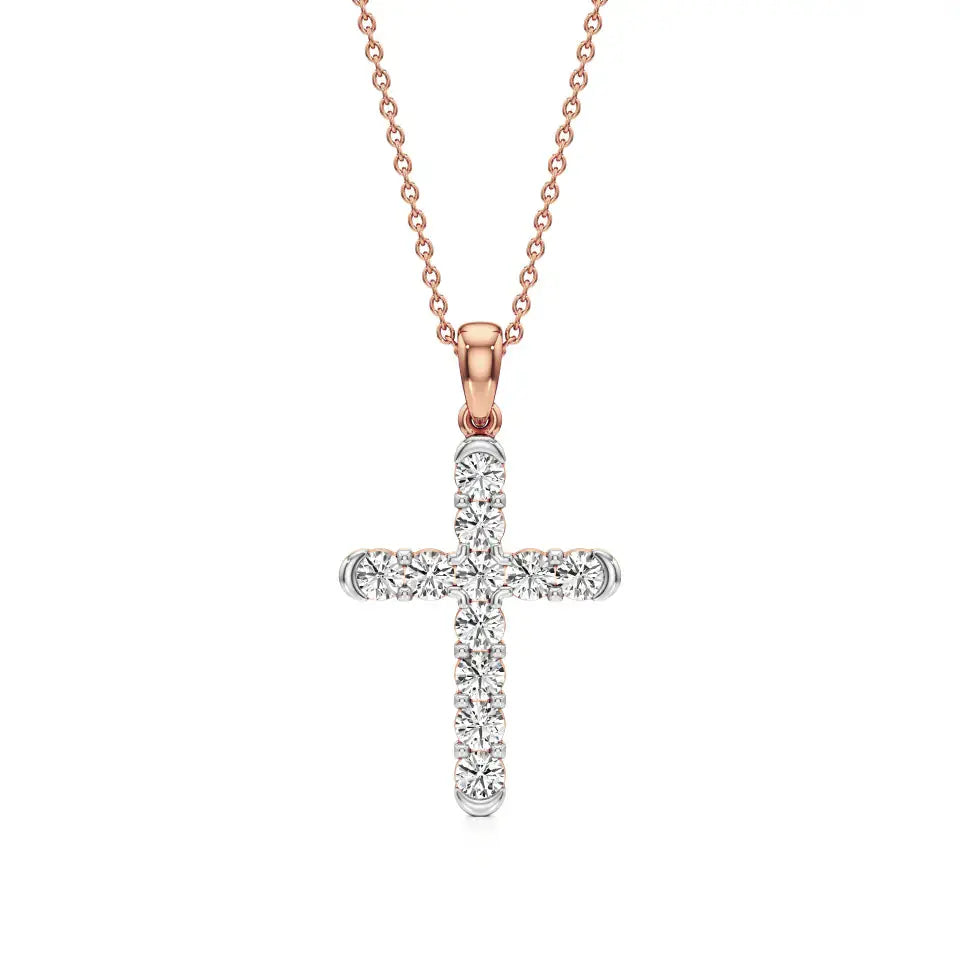Aura | Round Lab Grown Diamond Bezel Setting Cross Pendant - Nivara