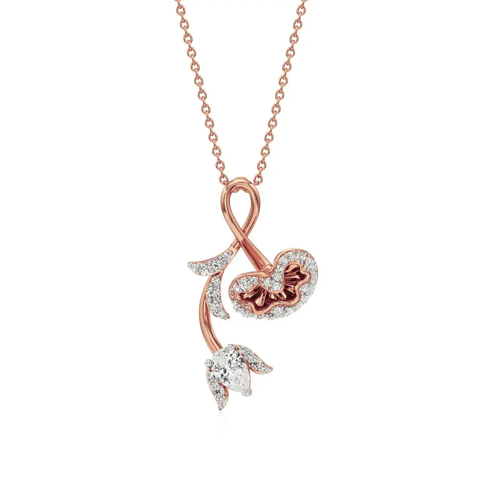 Flora | Pear & Round Lab Grown Diamonds Lotus Petals Pendant - Nivara