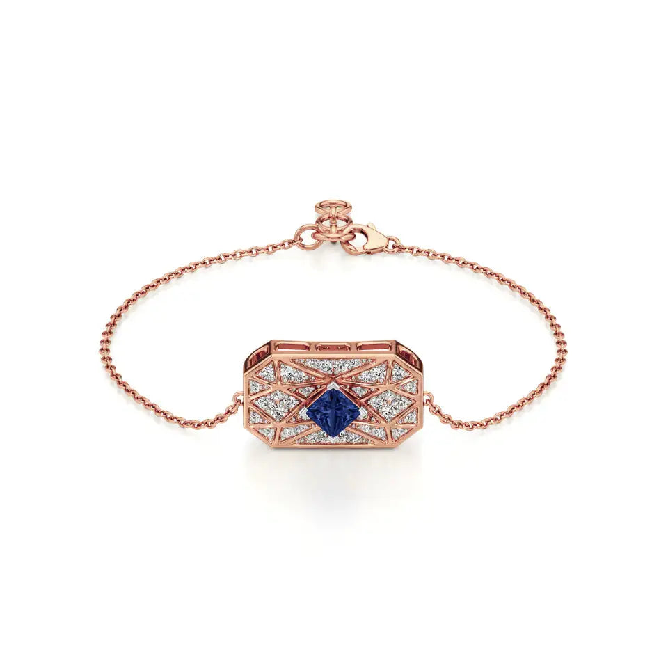Rupak | Lab Grown Diamonds with Square-Cut Sapphire Chain Bracelet - Nivara
