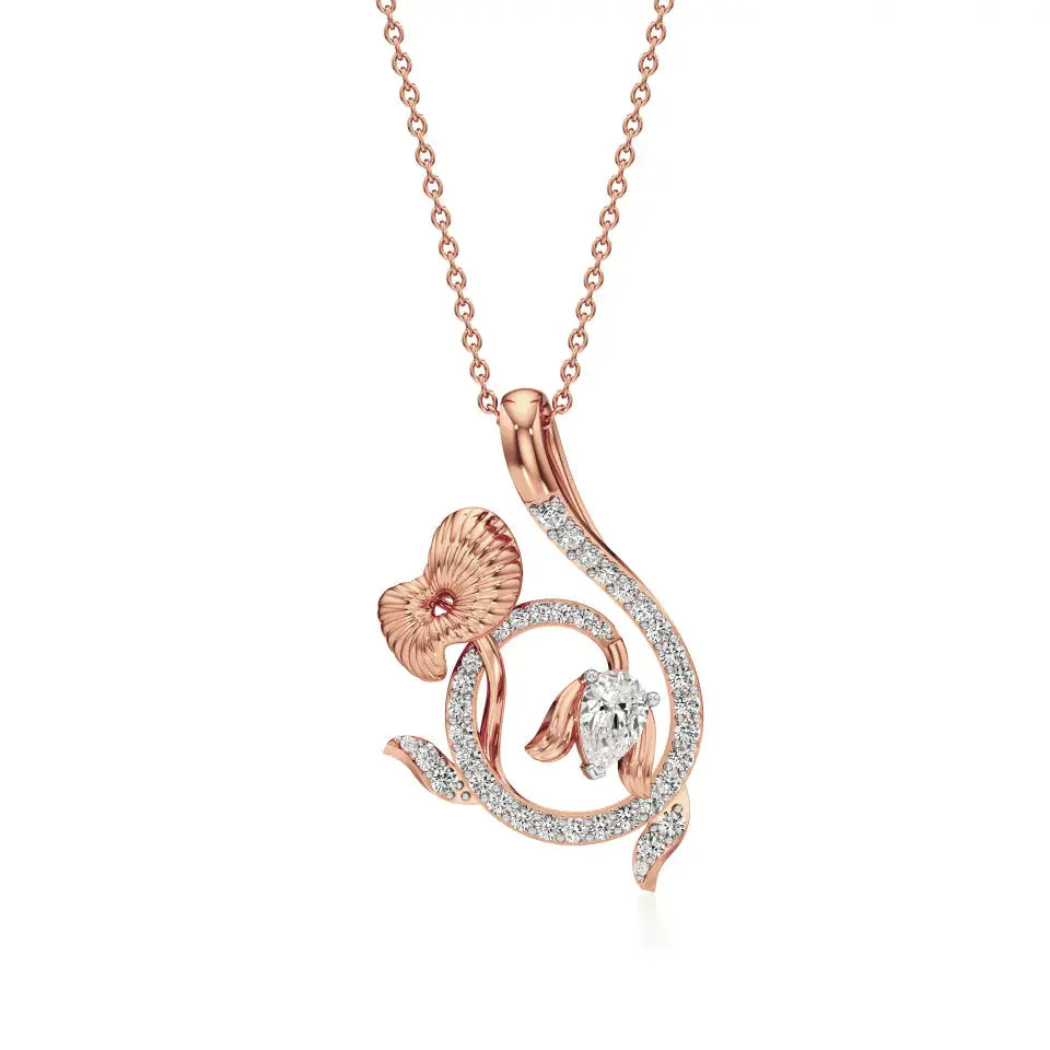 Mode | Pear & Round Lab Grown Diamonds Floral Pendant - Nivara