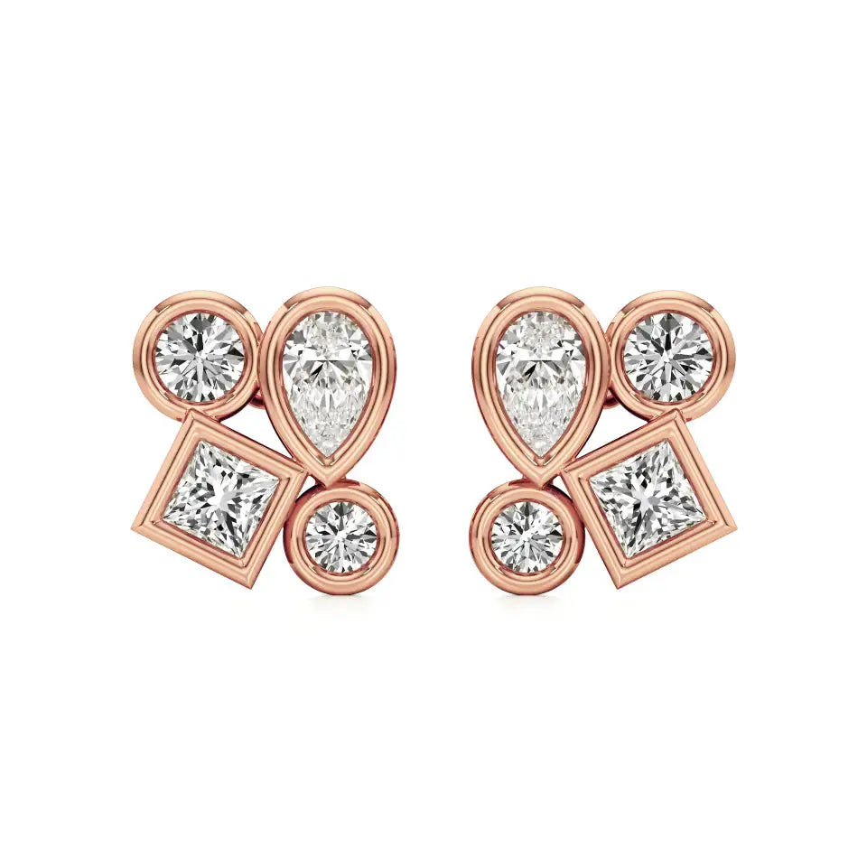 Celestia | Princess, Round and Pear Lab-Grown Diamonds Studs - Nivara