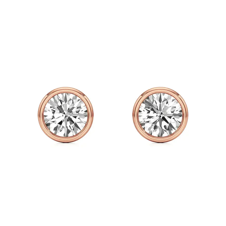 Mirage | Round Lab-Grown Diamond Studs with Bezel Setting - Nivara