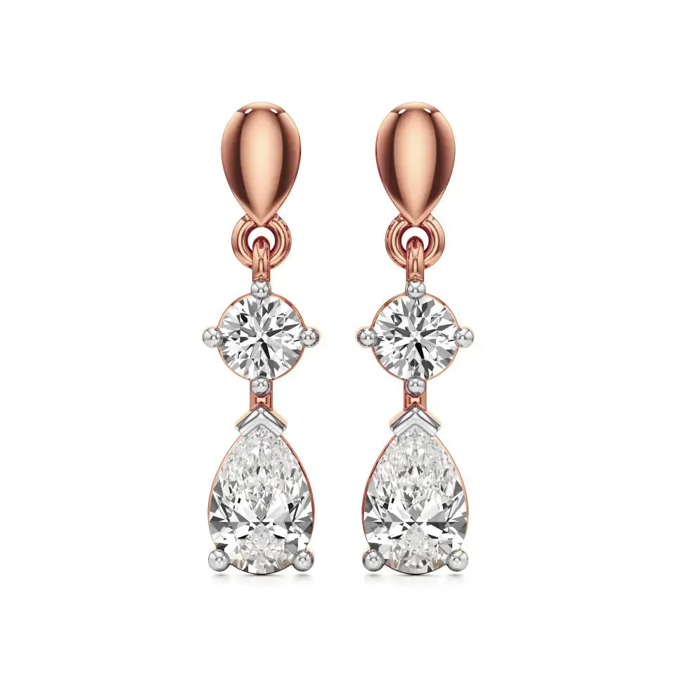 Vanya | Round & Pear Lab-Grown Diamond Tear Drop Studs - Nivara