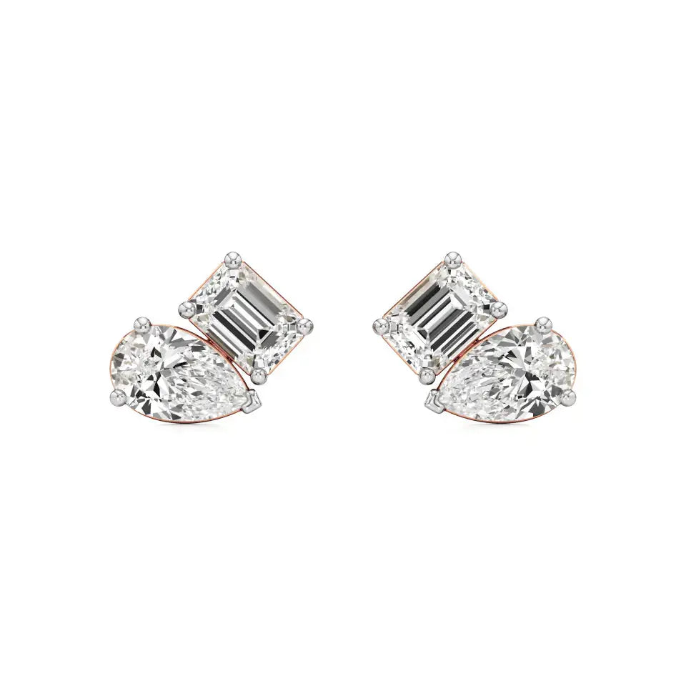 Toi et Moi | Pear & Emerald Lab-Grown Diamond Stud Earrings - Nivara