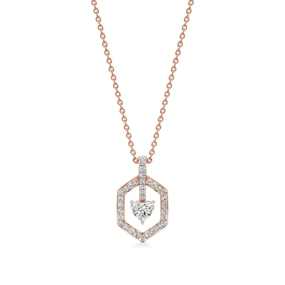 Sneh | Elegant Heart & Round Lab Grown Diamonds Pendant - Nivara