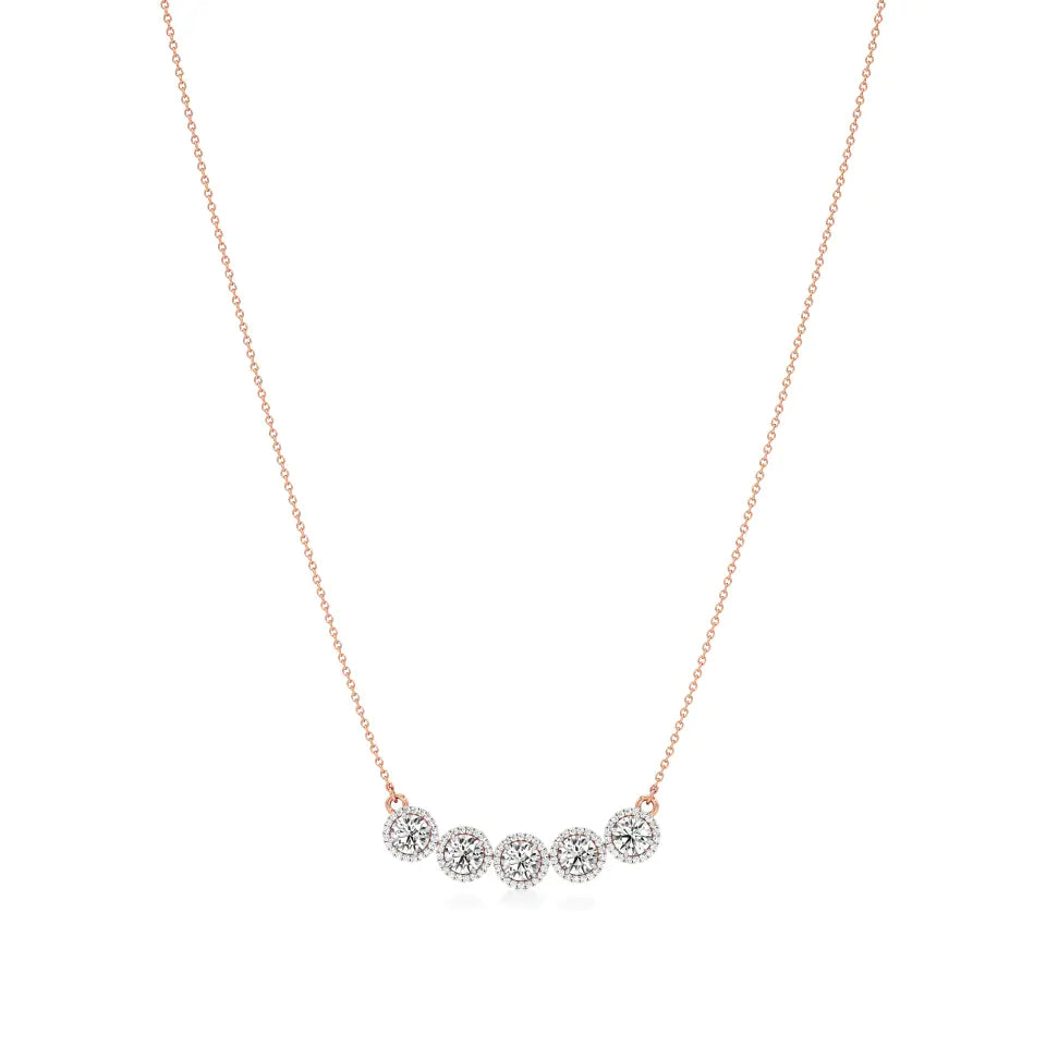 Elina | Round Lab Grown Diamond with Halo Necklace