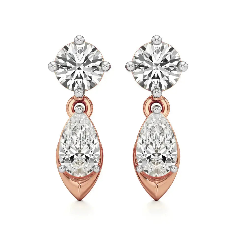 Vanya | Round and Pear Lab-Grown Diamonds Drop Earrings - Nivara