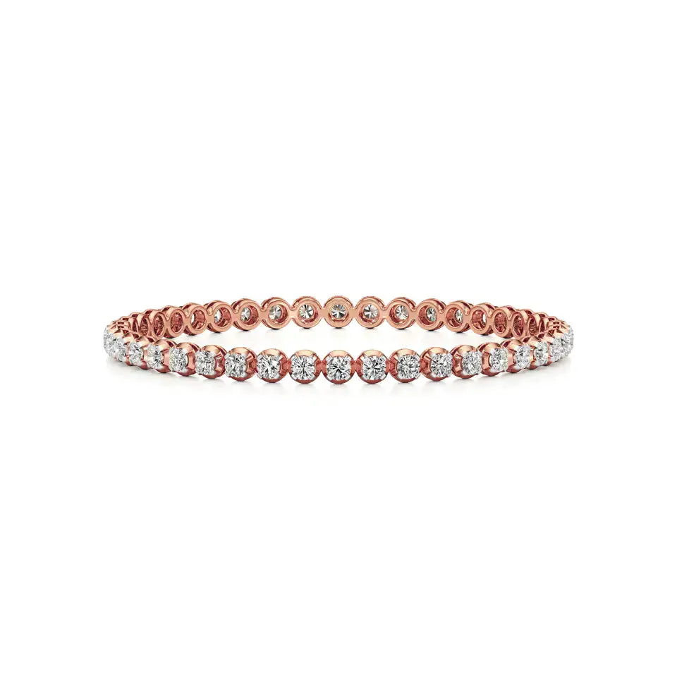 Ishar | Round Lab Grown Diamonds Buttercup Setting Tennis Bangle - Nivara