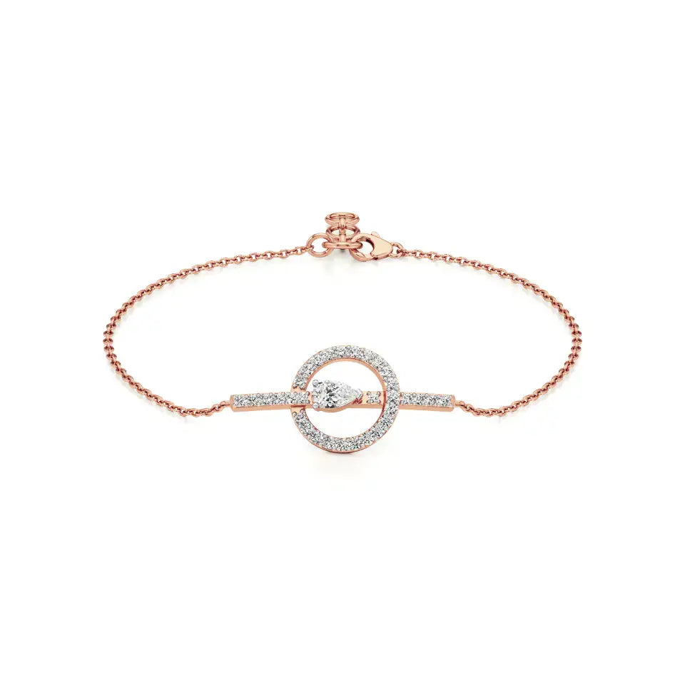 Mode | Pear & Round Lab Grown Diamonds Halo Chain Bracelet - Nivara