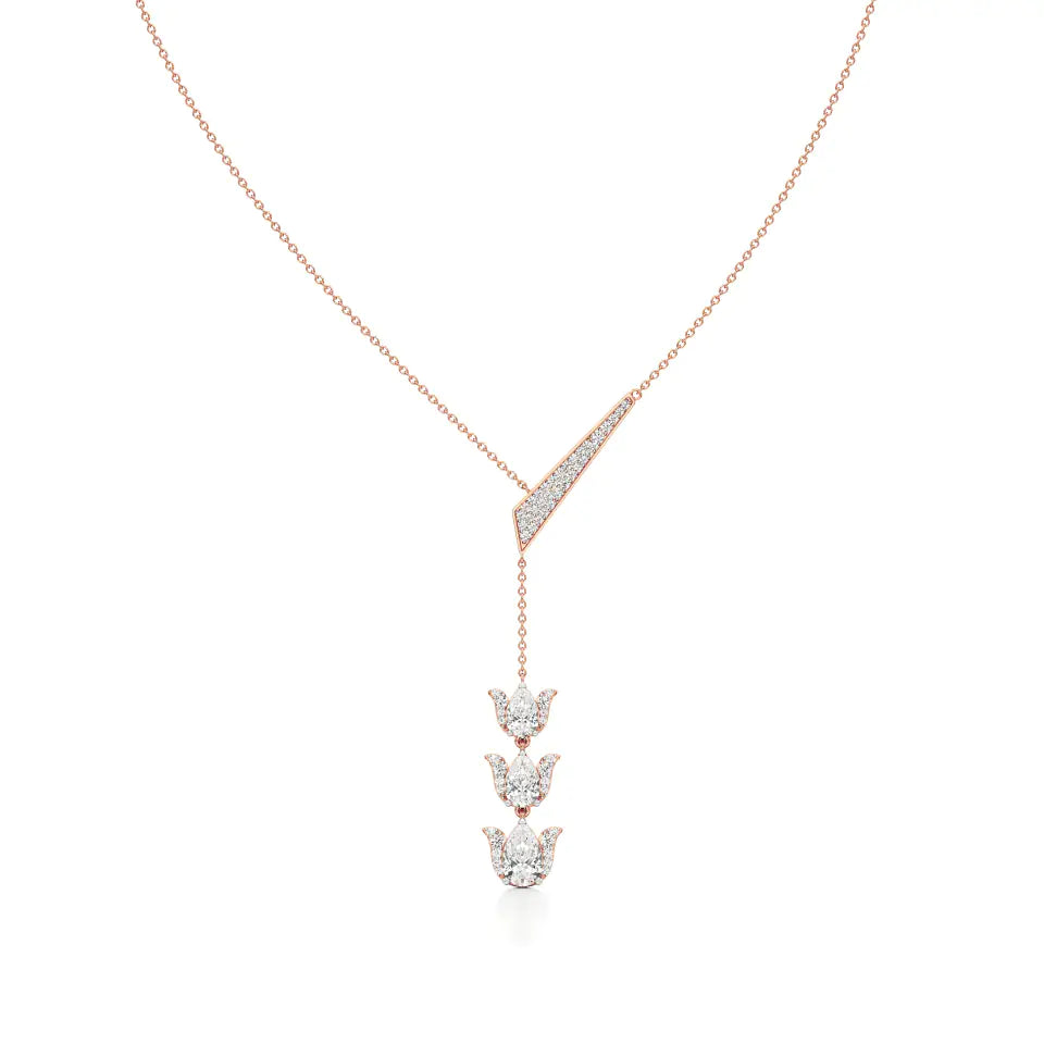 Flora | Pear & Round Lab Grown Diamonds Lotus Petals Necklace