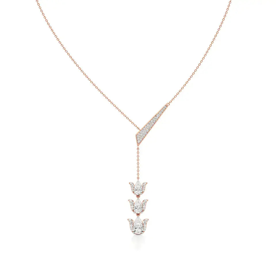 Flora | Pear & Round Lab Grown Diamonds Lotus Petals Necklace - Nivara