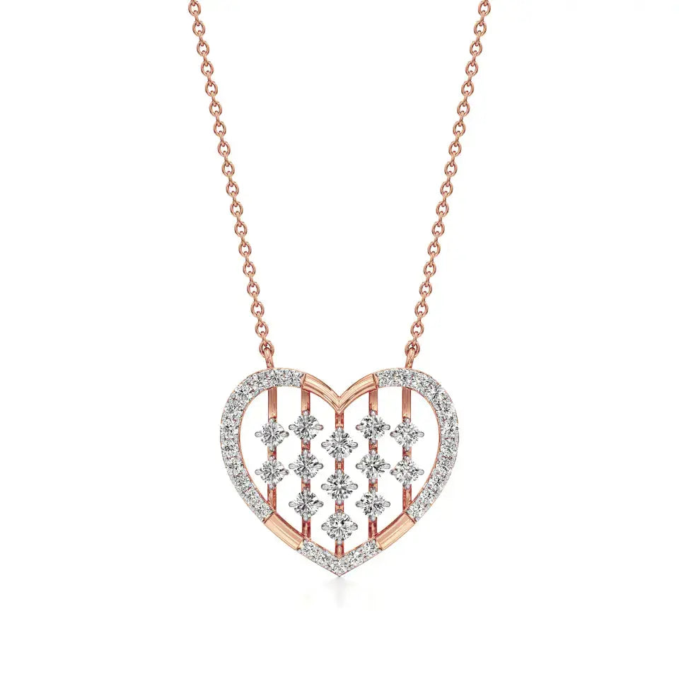 Sneh | Elegant Round Lab Grown Diamonds Heart Pendant - Nivara