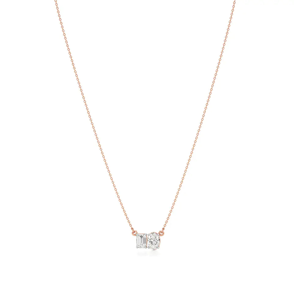 Toi et Moi | Emerald & Oval Lab Grown Diamonds Necklace