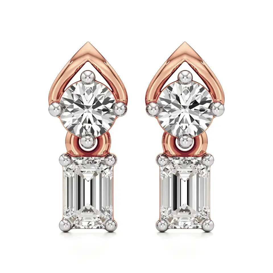 Mode | Round & Emerald Lab-Grown Diamond Drop Earrings - Nivara