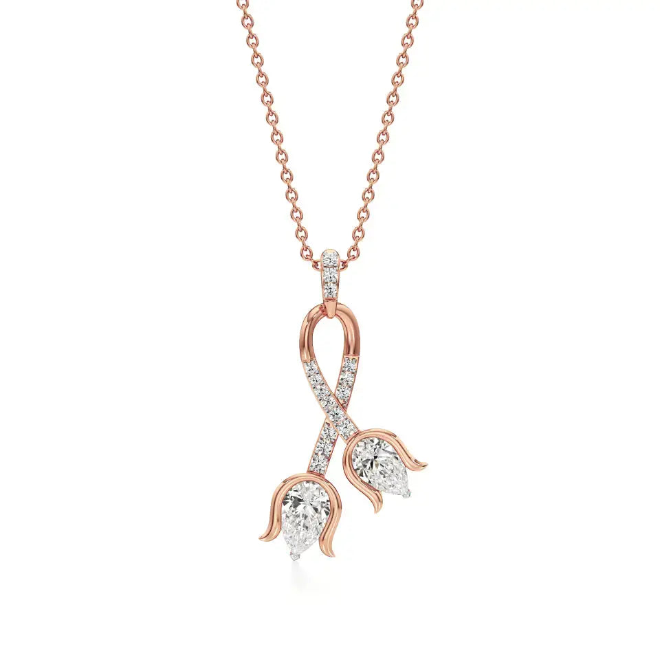 Flora | Pear & Round Lab Grown Diamonds Floral Pendant - Nivara
