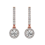 Amaya | Round Lab-Grown Diamond Halo Dangle Earrings