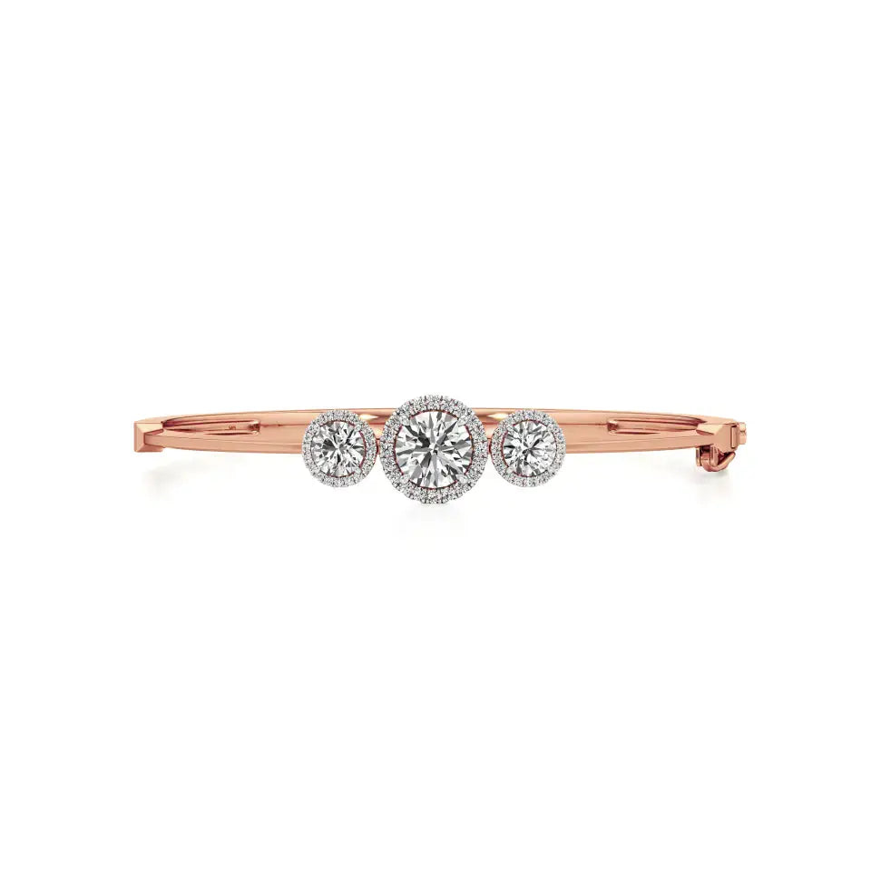Elina | Round Lab Grown Diamonds Halo Design Oval Bangle - Nivara