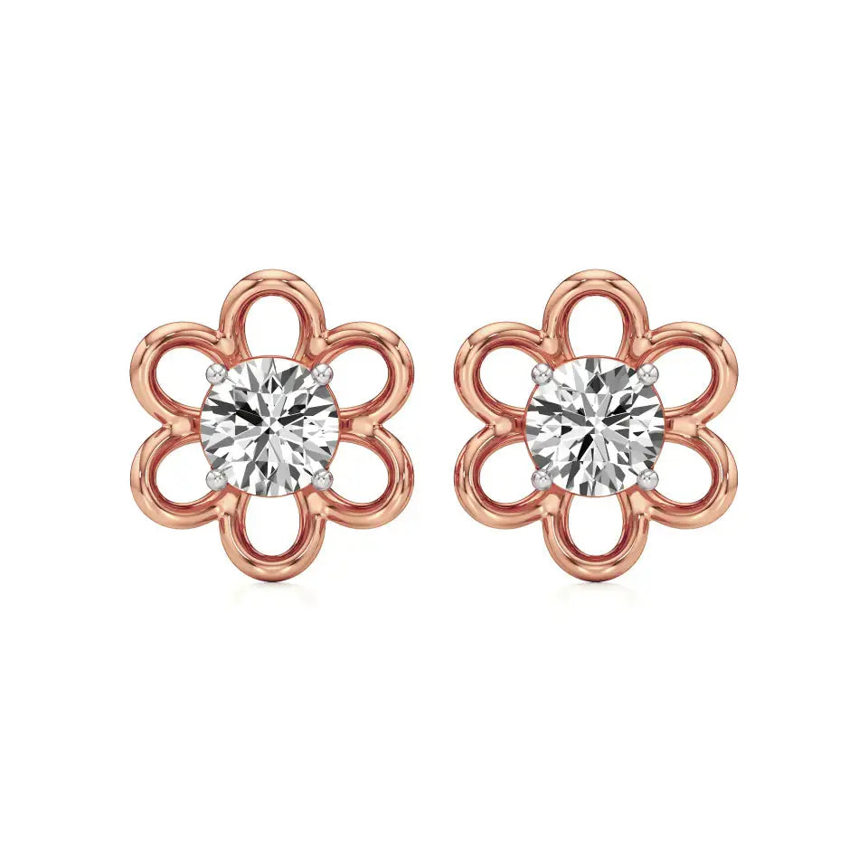 Flora | Round Lab-Grown Diamond Floral Studs - Nivara