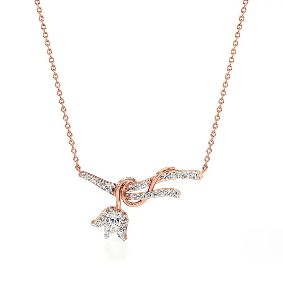 Mode | Pear & Round Lab Grown Diamonds with Lotus Motif Pendant - Nivara